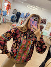 Saturated Colorful Floral Blouse