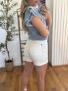 Judy Blue White High Waisted Double Roll Cuffed Shorts