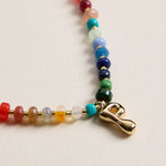 Colorful Beaded Necklace with Gold Letter Initial