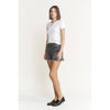 Mica Super High Rise Distressed Shorts: Washed Black