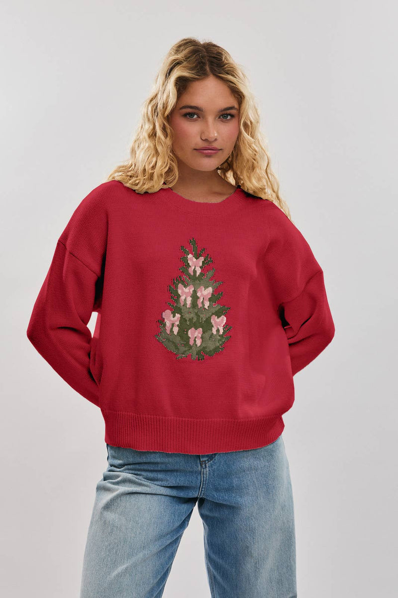Dainty Coquette Christmas Tree Sweater