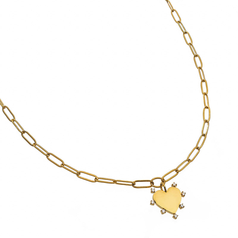 Waterproof Gold Paperclip Heart Necklace (Get it engraved!)