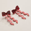 Glitter Bow Ribbon Earrings – Festive Statement Jewelry