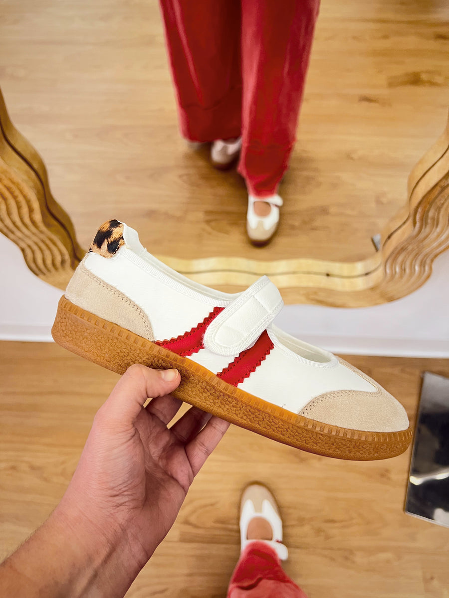 Corky's Calm Down Mary Jane Sneaker: White & Red