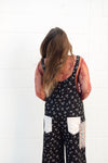 POL Black & White Ditsy Floral Overalls