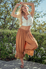 Lace-Trimmed Cropped Bloomer Pants
