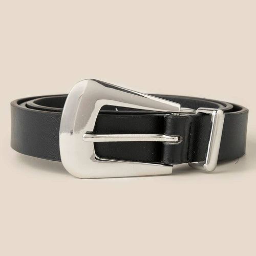 Bulky Buckle Faux Leather Belt