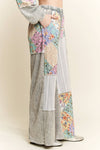 Mineral Washed Floral WaveKnit Jacquard Boho Pants HP6106: Natural / S-M-L / 2-2-2