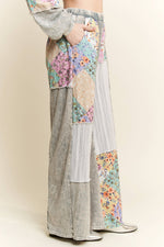 Mineral Washed Floral WaveKnit Jacquard Boho Pants HP6106: Natural / S-M-L / 2-2-2