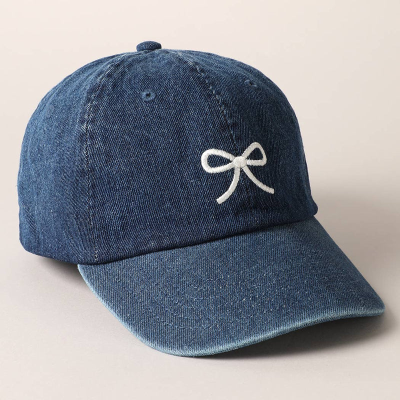 Trendy Bow Embroidered Denim Baseball Cap: LIGHT BLUE / ONE SIZE