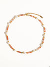 18K Non Tarnish Bohemian Rose Pearl and Bead Necklace