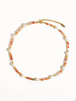 18K Non Tarnish Bohemian Rose Pearl and Bead Necklace