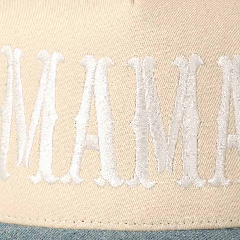 MAMA Typographic Design Embroidery Baseball Cap: Denim / ONE SIZE