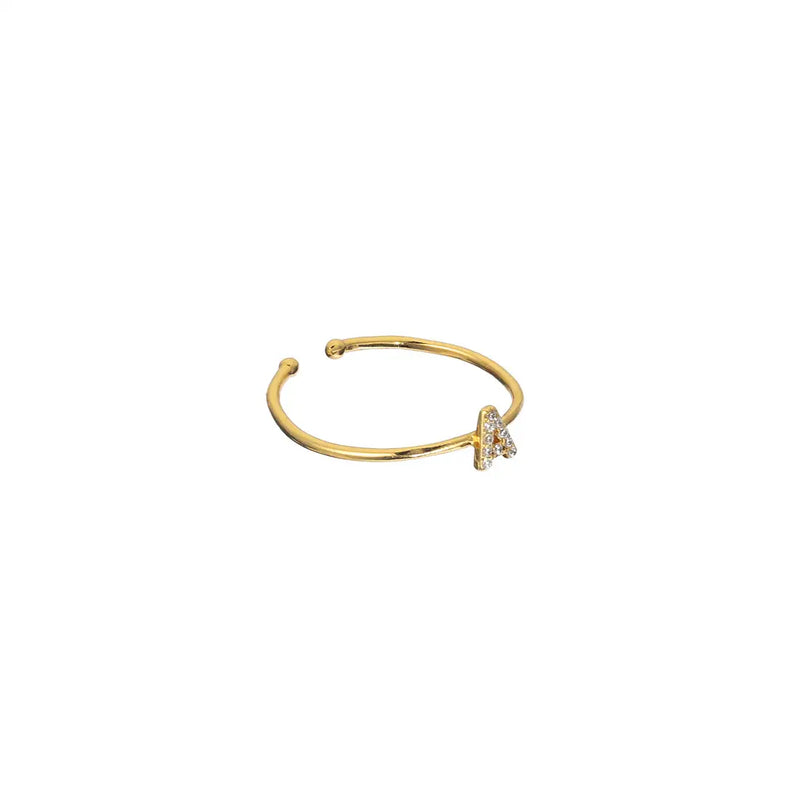 18K Gold Shiny Adjustable Initial Ring - Set of 16