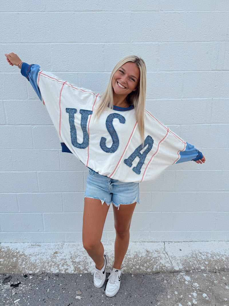 USA Lightweight Crewneck: Cream
