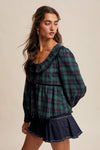 Green Plaid Holiday Blouse
