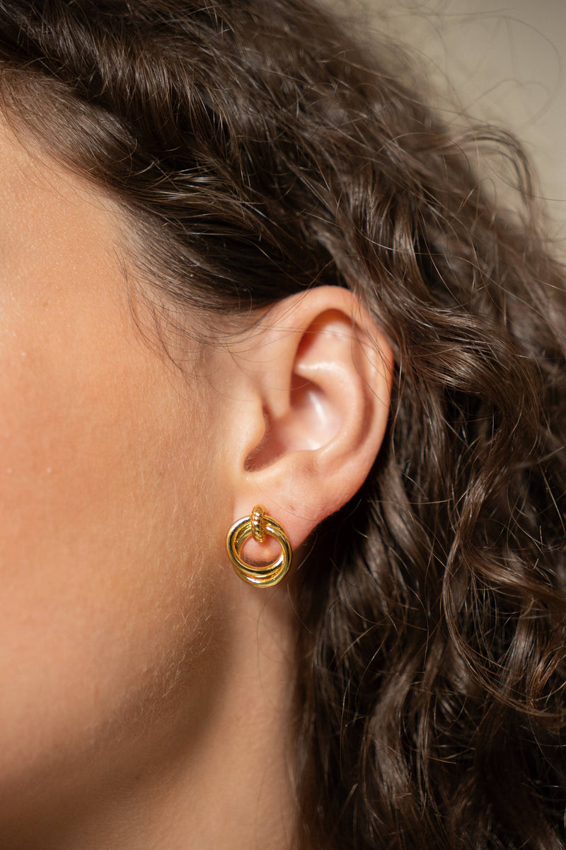 18k Gold Looped Duo Studs