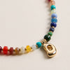 Colorful Beaded Necklace with Gold Letter Charm - 16 Assorted Pack