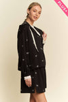 PLUS Ribbon Embroidery Zip Front Jacket: Cream