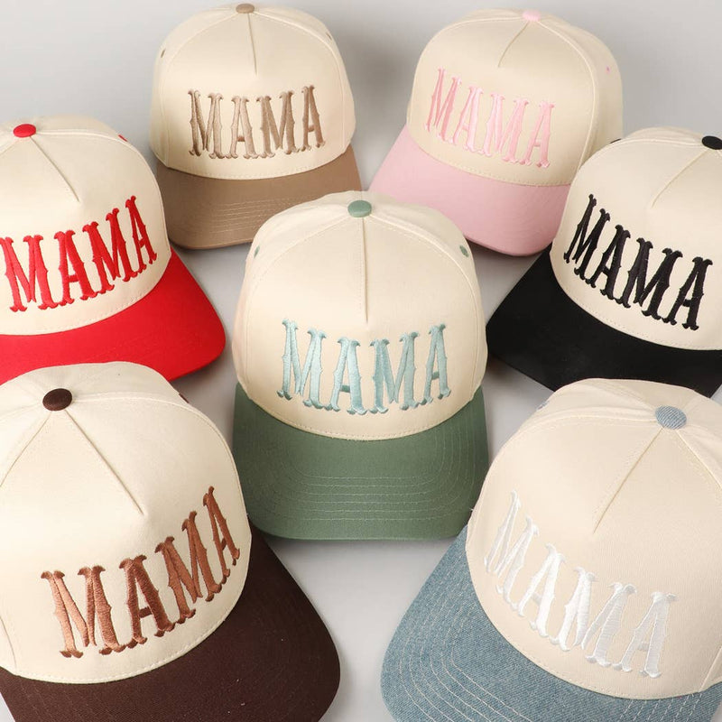 MAMA Typographic Design Embroidery Baseball Cap: Denim / ONE SIZE