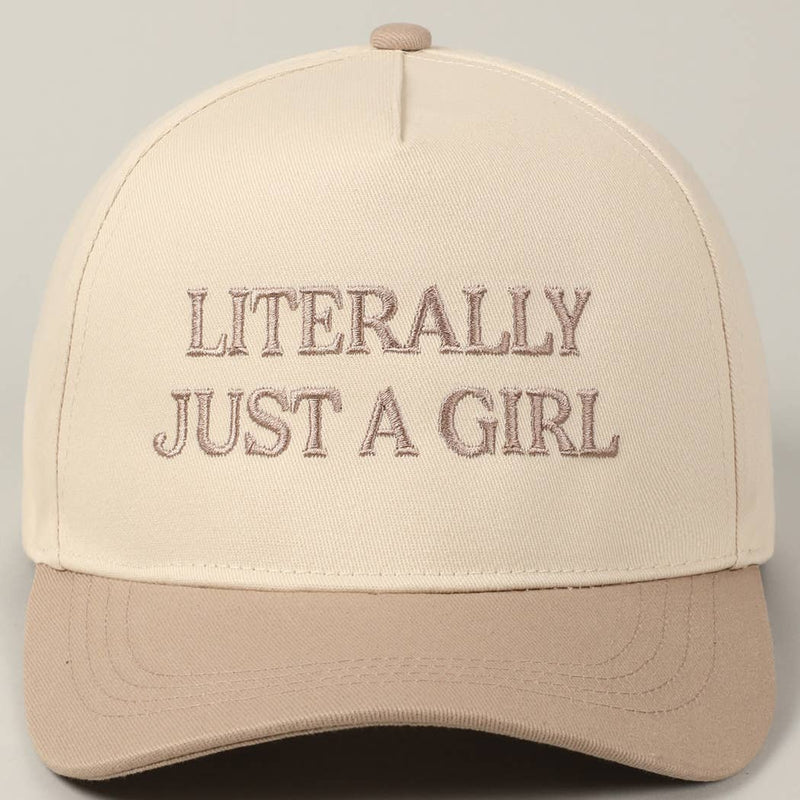 Literally Just A Girl Embroidery Two Tone Trucker Hat: LAVENDER / ONE SIZE