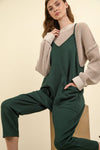 Quilted Loose Fit Casual Baggy Knit Onesie: Forest