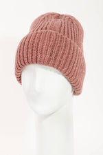 Ribbed Knitted Beanie: Wine