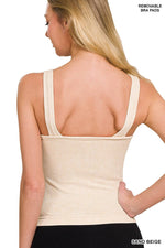 Anna Ribbed Tank Top with Bra Pads