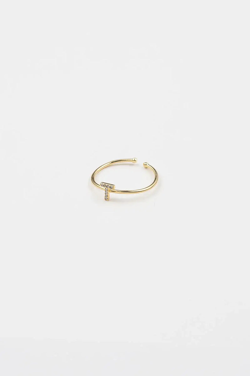 18K Gold Shiny Adjustable Initial Ring - Set of 16