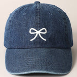 Trendy Bow Embroidered Denim Baseball Cap: LIGHT BLUE / ONE SIZE