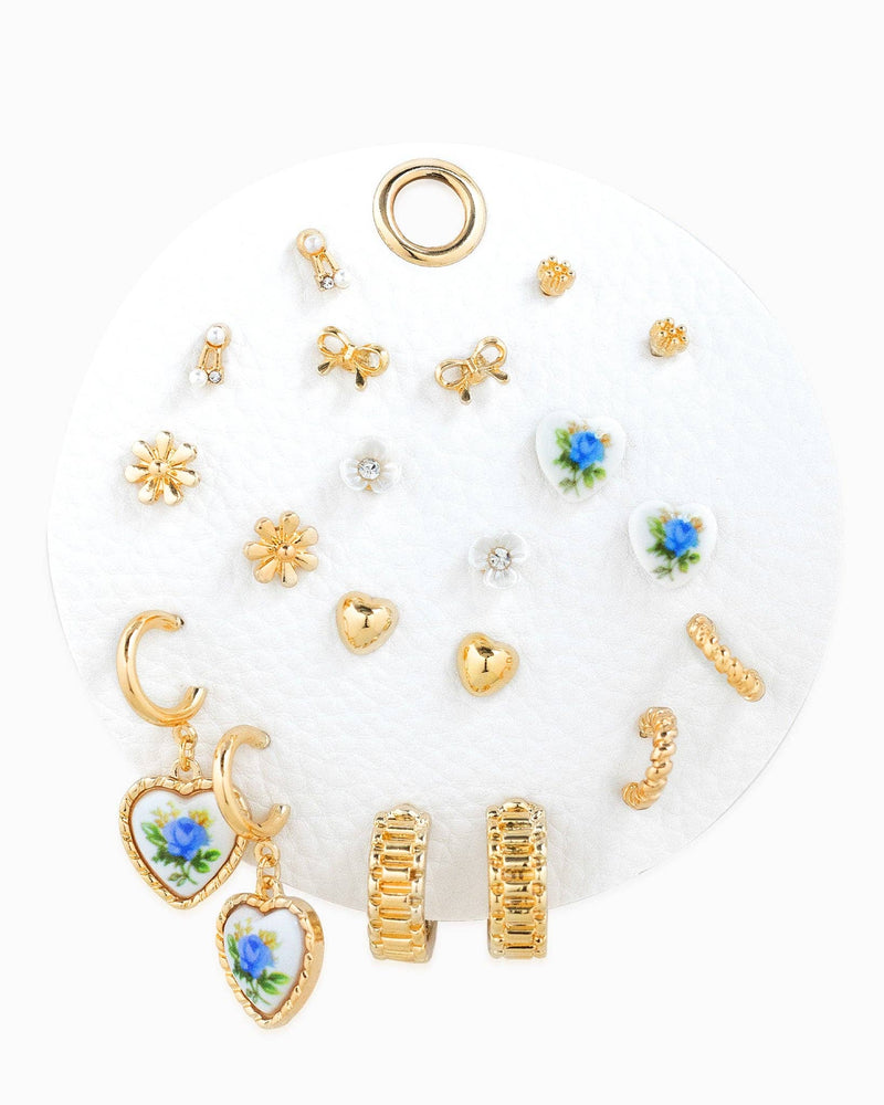 Ceramic Heart Mix Variety Earring Set of 10
