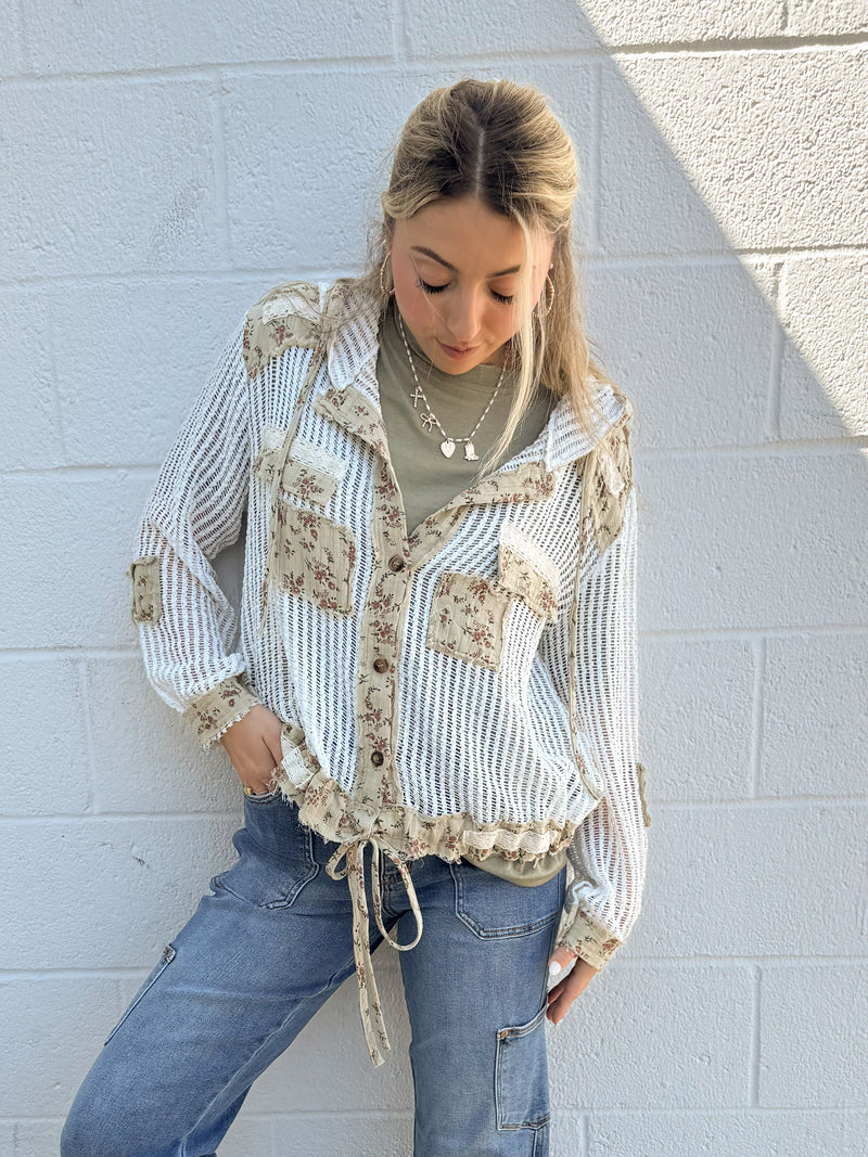 Away for Vacay Crochet Linen Patchwork Jacket