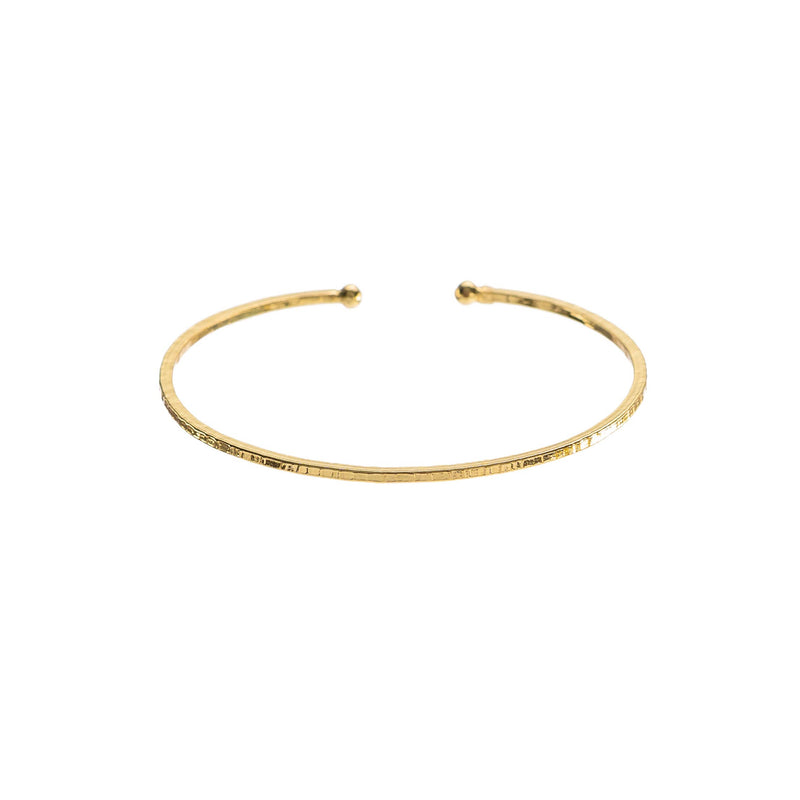 24K Gold Adjustable Thin Hammered Bangle