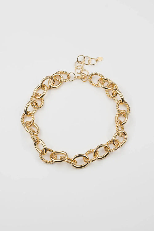 18 Gold Twisted Chain Link Statement Necklace