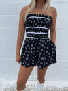 Black Daisy Smocked Romper