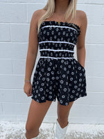 Black Daisy Smocked Romper
