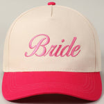 Bride Text Embroidery Two-Tone Trucker Hat: Pink / ONE SIZE