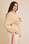 PLUS ROUND NECK LONG SLEEVE"FEELING CRABULOUS" SWEATER: IVORY / 1X