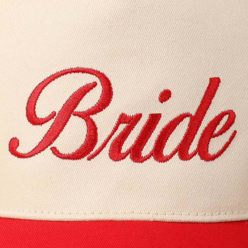 Bride Text Embroidery Two-Tone Trucker Hat: Pink / ONE SIZE