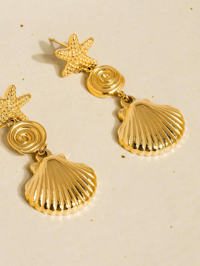 Vesta 18K Gold Non-Tarnish Summer Seashell Earring