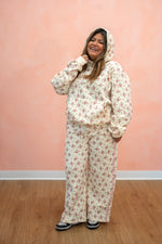Heavy and Oversized Floral Fleece Pants