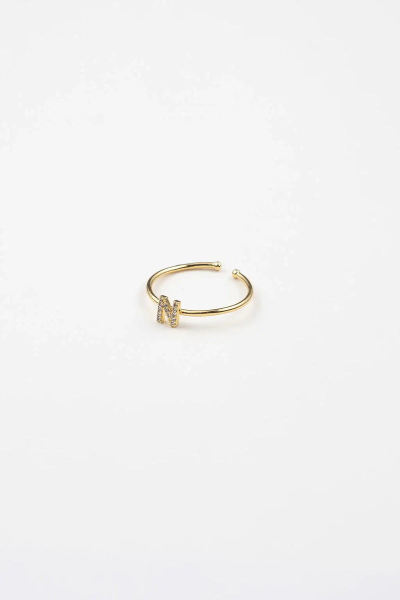 18K Gold Shiny Adjustable Initial Ring - Set of 16
