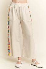Mineral Washed Crochet Trim Pants: Natural