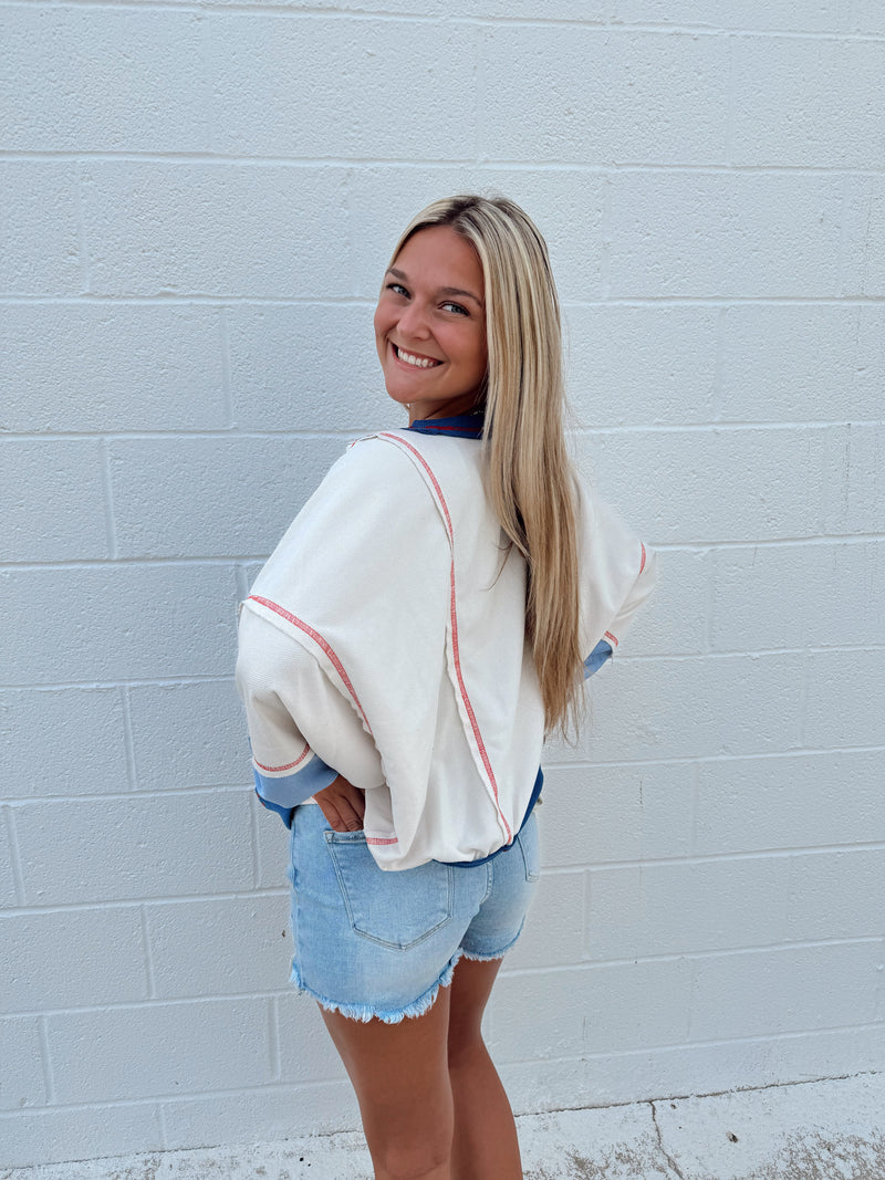 USA Lightweight Crewneck: Cream