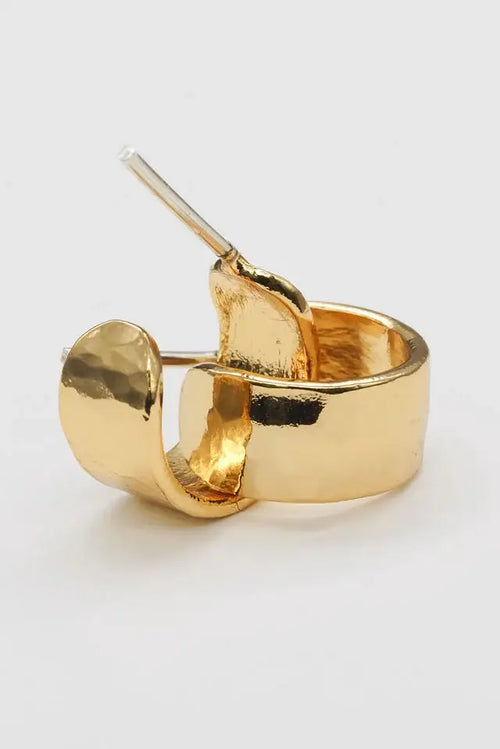 24K Gold Mini Hammered Hoops