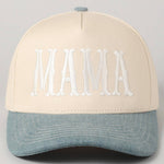 MAMA Typographic Design Embroidery Baseball Cap: Denim / ONE SIZE