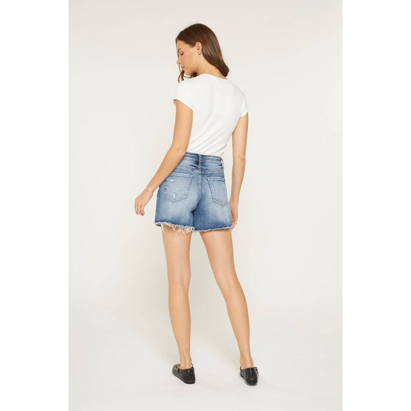 Mica Super High Rise Raw Hem Mid Length Shorts