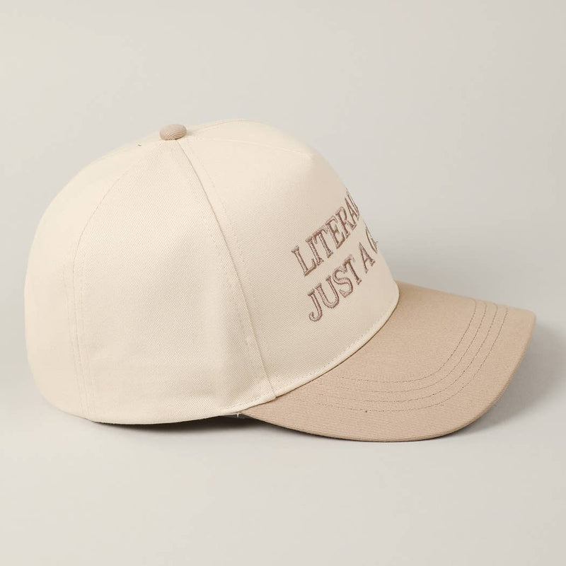 Literally Just A Girl Embroidery Two Tone Trucker Hat: LAVENDER / ONE SIZE