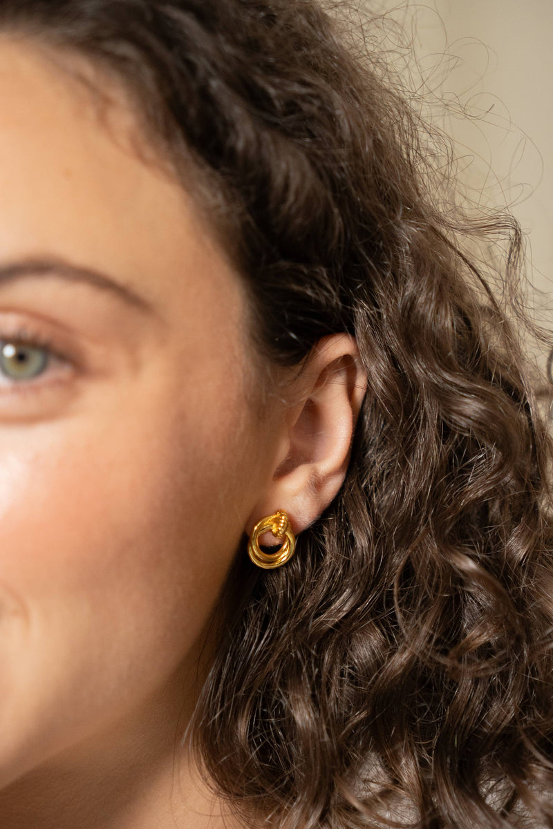 18k Gold Looped Duo Studs