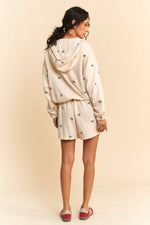 PLUS Ribbon Embroidery Zip Front Jacket: Cream